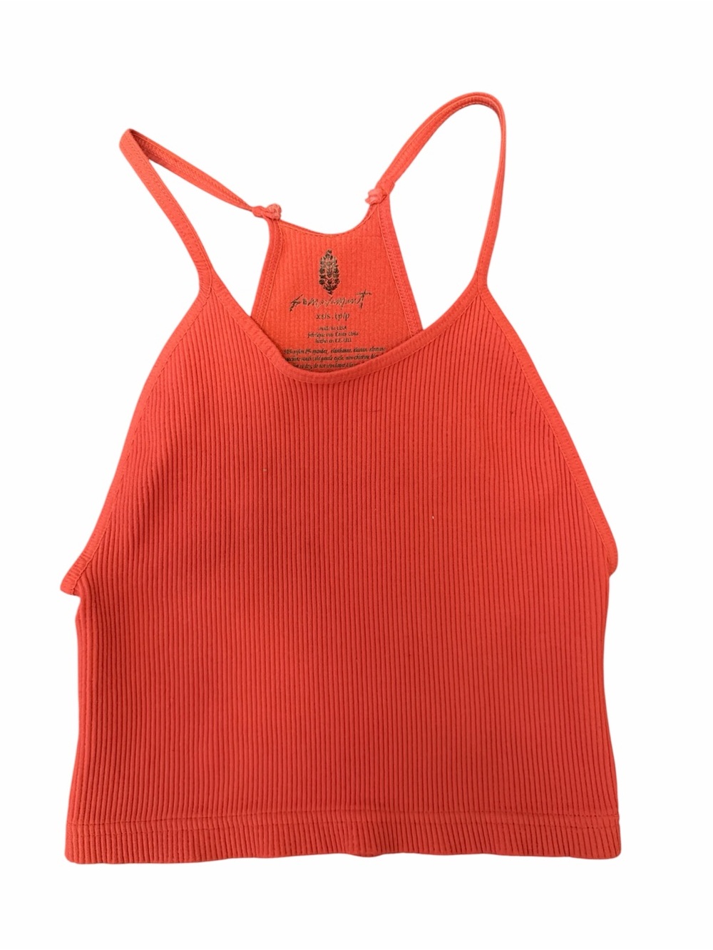 Free People Movement Ribbed Cropped Tank in Coral Red/Orange - size XS/S